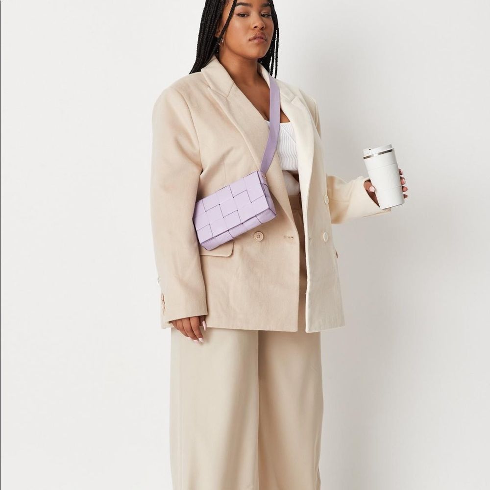 Missguided plus size camel spliced boyfriend fit blazer coat size 22